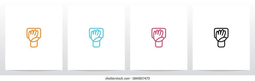 High Five Outline On Letter Logo Design T