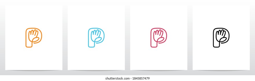 High Five Outline On Letter Logo Design P