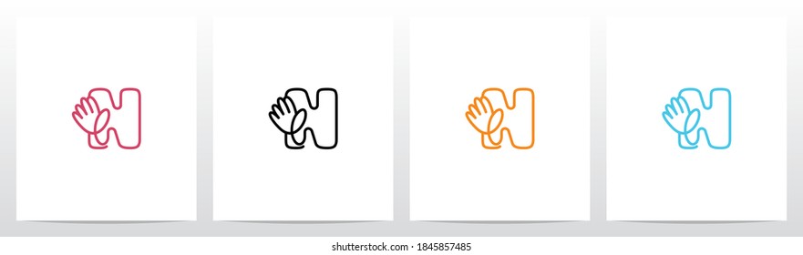 High Five Outline On Letter Logo Design N