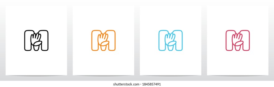 High Five Outline On Letter Logo Design M