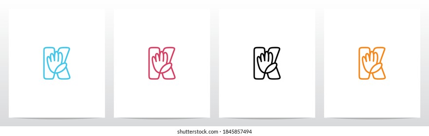 High Five Outline On Letter Logo Design K