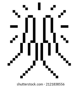 High five. Pixel art hand gesture.