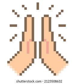 High Five. Pixel Art Hand gesture Icon