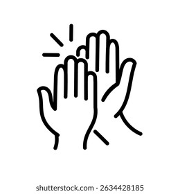 High five pixel perfect linear icon. Success gesture. Productive teamwork metaphor. Collaboration. Thin line illustration. Contour symbol. Vector outline drawing. Editable stroke. clapping hands icon.