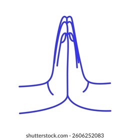 High five. Prayer sign. Hand gesture doodle icon. Contour vector illustration
