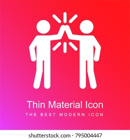 High five red and pink gradient material white icon minimal design