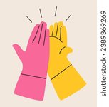 High five sign. Colorful vector illustration
