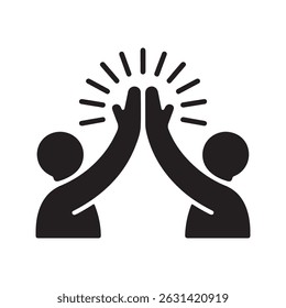 High Five Success Celebration Outline Vector Icon 2
