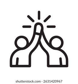 High Five Success Celebration Outline Vector Icon