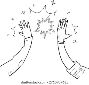 Alta ilustración dibujada a mano de cinco Vectores, 2 bofetadas a mano