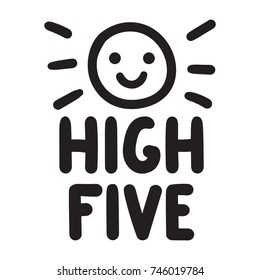 High five. Vector hand drawn illustration on white background.
