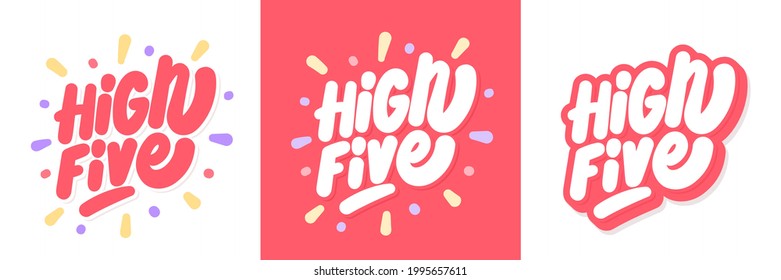 High five. Vector handwritten banners set.