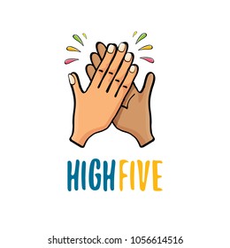 high five vector illustration. succes teamwork vector concept illustration with two mans hands