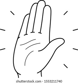 High five. Vector outline icon.