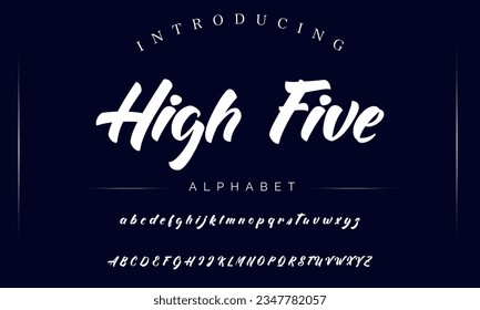High Five Vintage Brush Font. Retro Typeface. Vector Illustration.