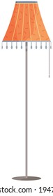 High floor lamp on long leg with fabric top. Room lighting interior device vector illustration