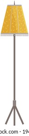 High floor lamp on long leg with fabric top. Room lighting interior device vector illustration