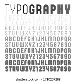 High fonts, alphabet sans serif, five font styles, ultra thin, thin, regular, bold, ultra bold, vector illustration10EPS