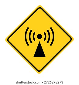 Sinal de alerta de campo eletromagnético de alta frequência. Projeto de ilustração de vetor plano
