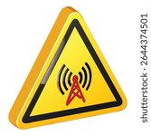 High frequency radiation hazard warning sign caution danger wireless signal safety triangular shape yellow