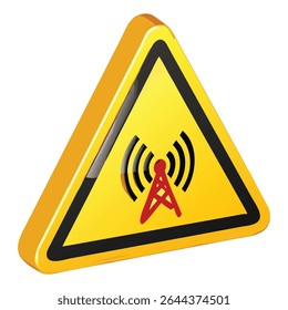 High frequency radiation hazard warning sign caution danger wireless signal safety triangular shape yellow
