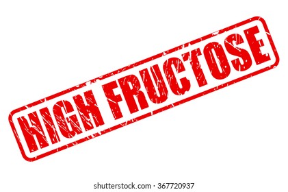 High fructose red stamp text on white