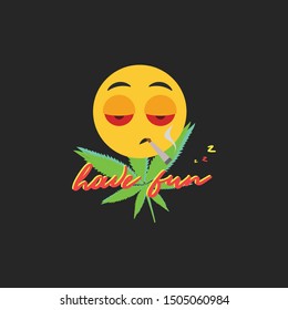 High Fun Vector Emoji, Cannabis, Marijuana, Herb, Pot