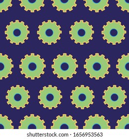 High Gear Cogs on bright green background vector repeat pattern surface design