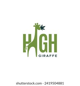 High giraffe cannabis weed cbd logo design icon element vector