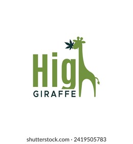 High giraffe cannabis weed cbd logo design icon element vector