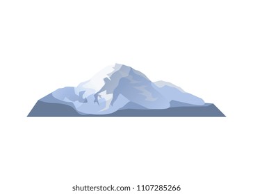 High glacier isolated icon. Outdoor adventure, travel, tourism, camping and hiking design element, nature landscape vector illustration.