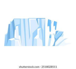 Ícone de geleiras altas. Parte superior do iceberg, montanhas de gelo superaquáticas. Ilustração de vetor de estilo plano. Conceito de conscientização sobre mudanças climáticas, crise global na natureza, futuro do nosso planeta. Paisagem polar