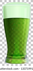 High glass of green irish beer on transparent background. Vector illustration