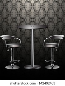 High Glass Top Table w Chairs on old Styled Interior