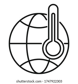 Icono de alta temperatura global. Contorno icono vectorial de alta temperatura global para diseño web aislado en fondo blanco