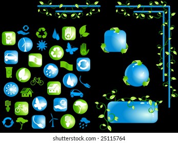 High gloss eco design elements (vector); a JPG version is also available
