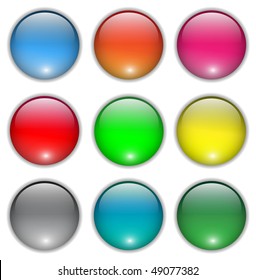 High glossy, beautiful blank web buttons set. Vector illustration.