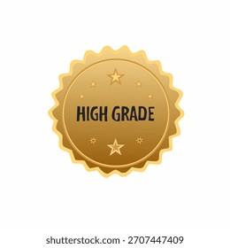 High grade badge in elegant gold style for premium labeling. Suitable for packaging, certificates, product seals, and promotional needs.