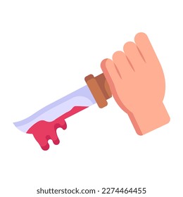 Icono plano gráfico alto de la escena del crimen con cuchillo sangriento 
