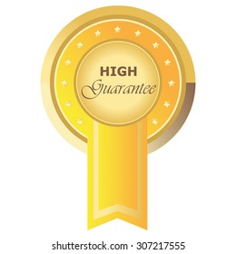 high guarantee button yellow on white background
