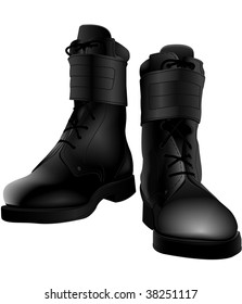 High, Heavy Army Boots In A Vector Isolated On A White Background