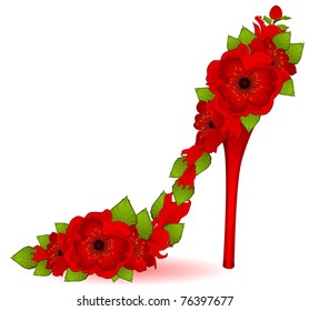 High heel from beautiful flowers. Vector