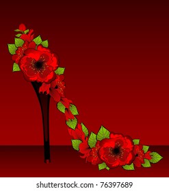 High heel from beautiful flowers. Vector