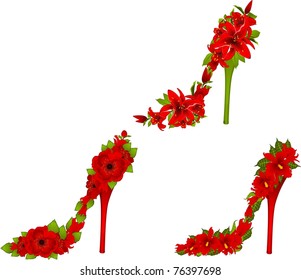 High heel from beautiful flowers. Vector