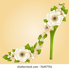 High heel from beautiful flowers. Vector