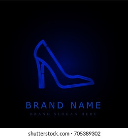 High heel blue chromium metallic logo