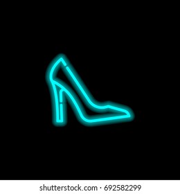 High heel blue glowing neon ui ux icon. Glowing sign logo vector