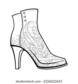 coloring oage high heel boot