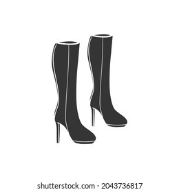 High Heel Boots Icon Silhouette Illustration. Elegant Boots Vector Graphic Pictogram Symbol Clip Art. Doodle Sketch Black Sign.