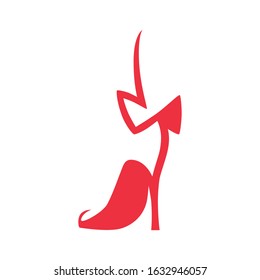 High heel bowtie back shoe symbol on white backdrop